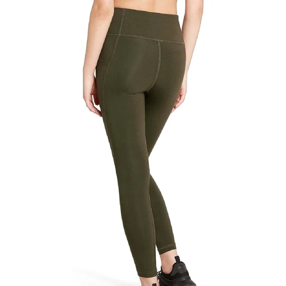NWT BOODY EcoWear Motivate Full Length High Waist Tights - Dark Olive - Large - Picture 4 of 8